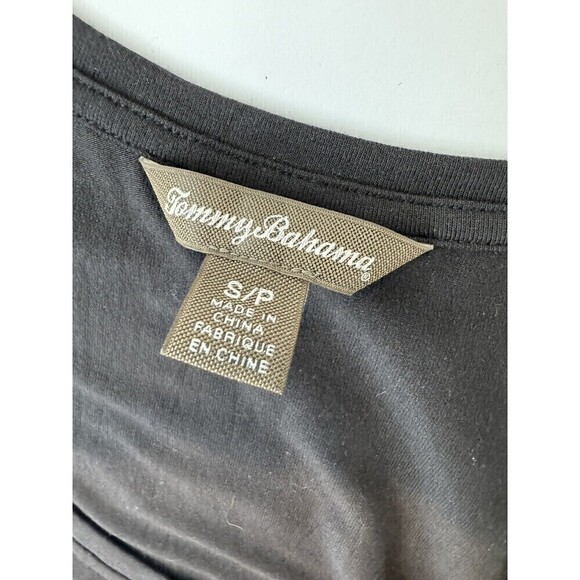 TOMMY BAHAMA Black Racerback Maxi Dress Soft Cotton Neutral Versatile Small Slit - Picture 3 of 6